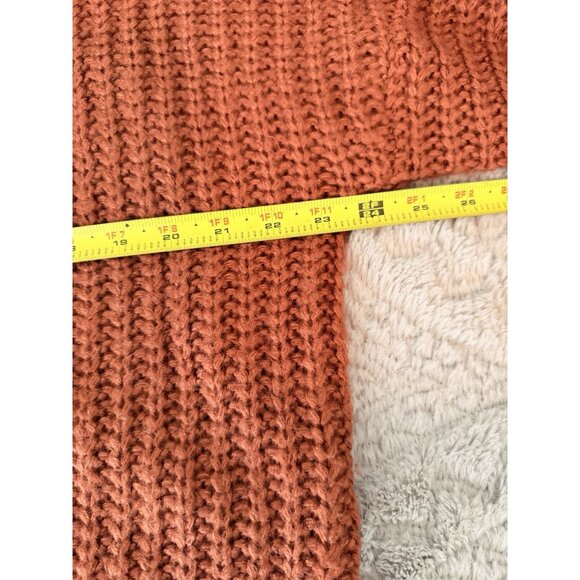 Rust Chunky Knit V-Neck Sweater Medium Cropped Long Sleeve Fall Cozy Boho - Picture 6 of 8